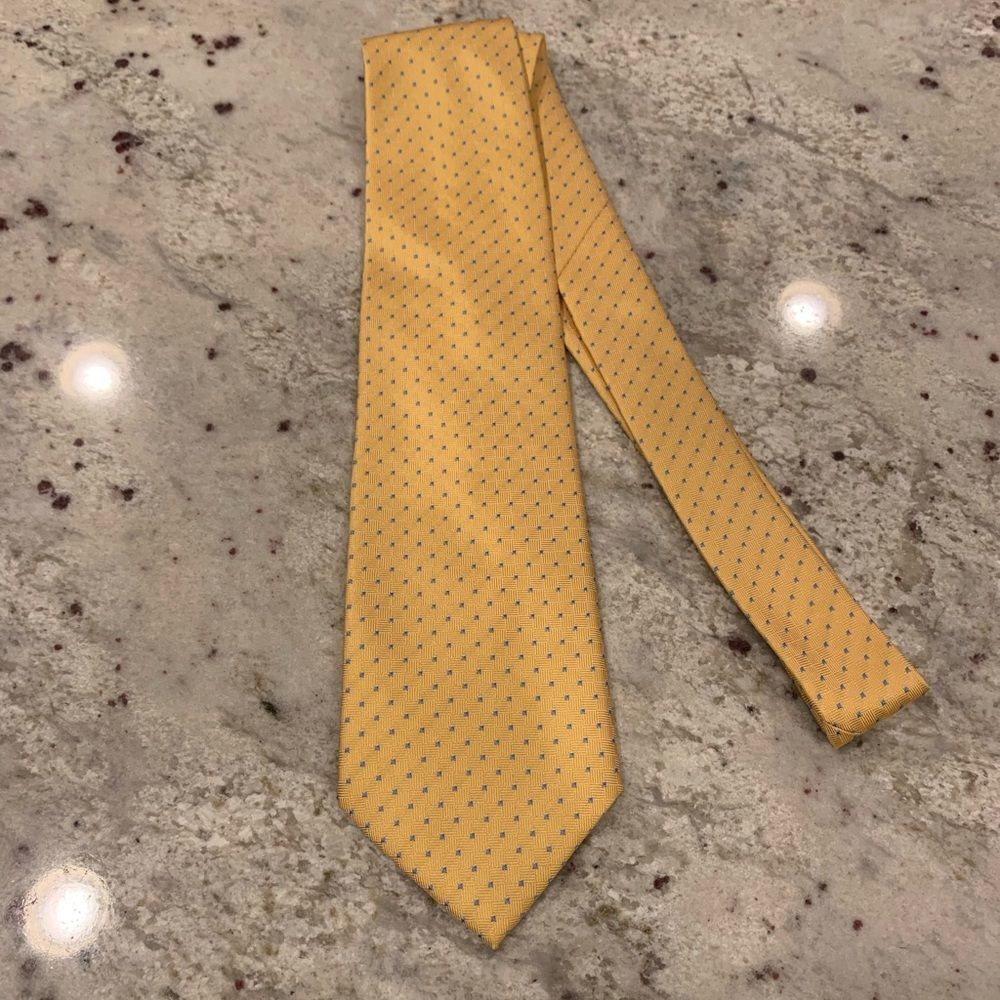 Lanvin Yellow Dotted Silk Neck Tie